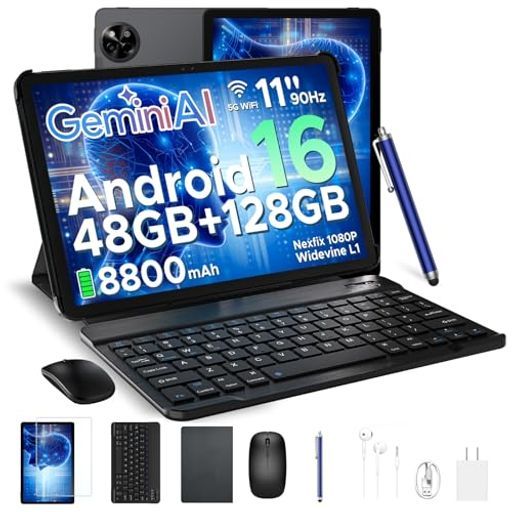 【Android1611インチセット版】Android16タブレット11インチ、48GB+128GB+2TB拡張、UNISOCT72508コアCPU、GeminiAI、Netflix、Wi