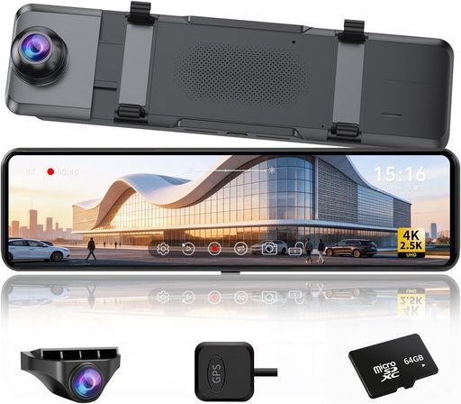 Changerドライブレコーダーミラー型【前方4K/後方2.5K&伸縮式フロントカメラ】11インチ右カメラGPS搭載超鮮明夜間撮影170°広角