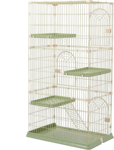 OSJ猫ケージキャットケージ3段猫ゲージおしゃれキャットハウスネコハウス多段留守番保護脱走防止多頭飼いペットケージ【グリーン