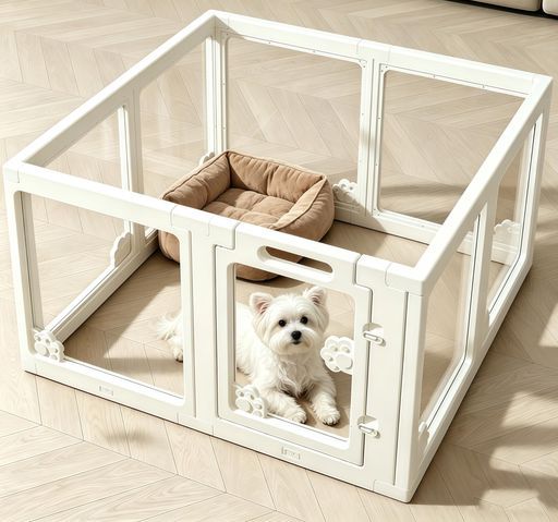 TUIYIDUOペットサークル【透明パネル・8枚セット】犬用フェンス高さ60cm中小型犬対応ロック付きドア脱出防止お手入れ簡単ペット