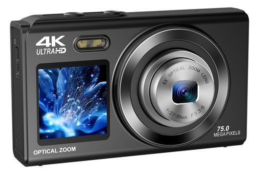 YULINJIA光学3倍ズームデジタルカメラ4Kスマホに送れるデジカメデュアルスクリーンWIFI転送機能7500万画素64GBマイクロSDカード