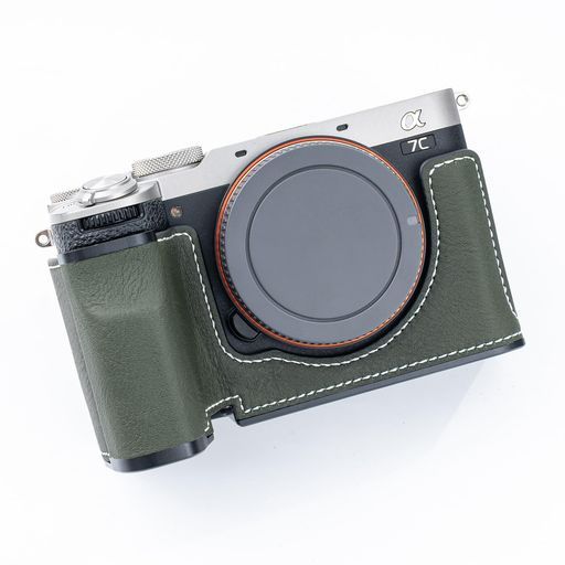 RYDSCAMカメラケース、対応SonyソニーA7CMarkIIA7C2α7CRA7CR、専用本革カメラカバー、銀付本革本体手作り、独自開発グリップデ