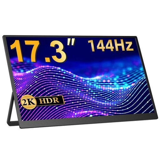 EVICIVモバイルモニター17.3インチ2K144Hzモニター自立型スタンド付きQHD2560x1440モバイルディスプレイ非光沢IPS350Nit100%sRGB