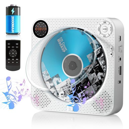 CDプレーヤー壁掛け&卓上置き式Bluetooth/CD/FM/USB/AUX五モード対応FELEMANFMラジオ+10スキップ機能5EQエフェクトA-Bリピート20