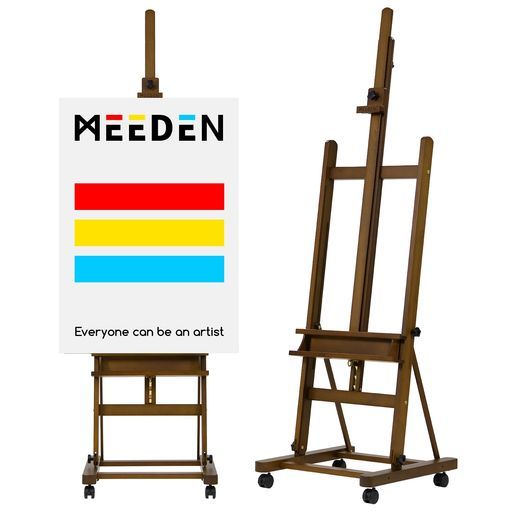 MEEDENイーゼルブナ木製大型イーゼル190-370cm角度調節移動可能垂直収納可能物置トレイ付き最大236cmの張りキャンバスを対応頑丈