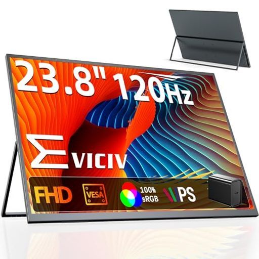 EVICIVQLEDモバイルモニター23.8インチ120Hz大画面モバイルディスプレイUSB-C給電FHD1080P1000:1100%sRGB非光沢薄型モニター自立