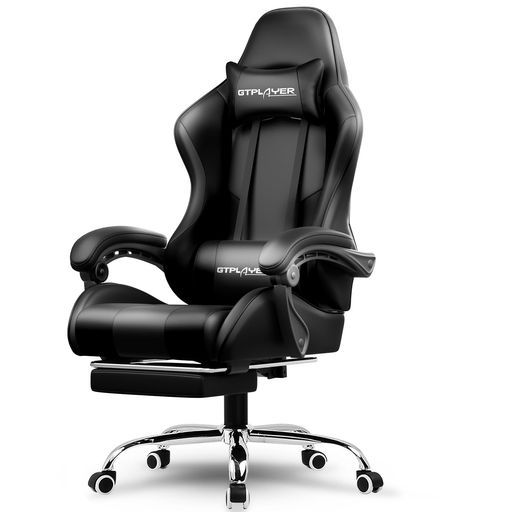 GTPLAYERゲーミングチェアゲームチェアオフィスチェアデスクチェアPCチェア座面広い140°リクライニングオットマン付きハイバッ