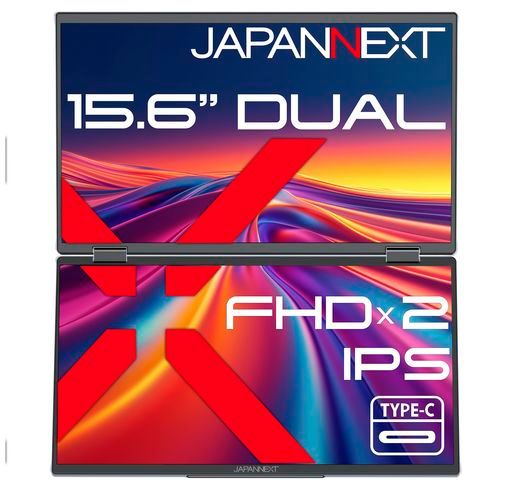 JAPANNEXT15.6インチIPSパネルx2搭載フルHD(1920x1080)解像度デュアルモバイルモニターJN-DMD-i156FHDMIUSBType-C3画面拡張ミラ