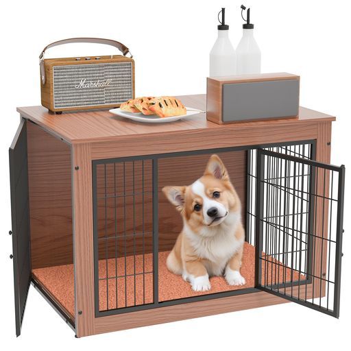 Petnniko犬ケージペットケージ犬サークル小中大型犬用幅82x奥行56x高さ64cm屋根付き室内毛布付き木製耐荷重100kg掃除しやすい二