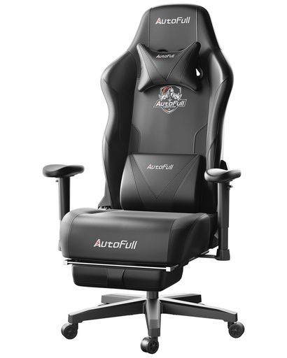 AutoFull(オートフル)ゲーミングチェアイスオフィスチェア幅広座面デスクチェアオットマン付椅子ゲーム用160°リクライニングパ