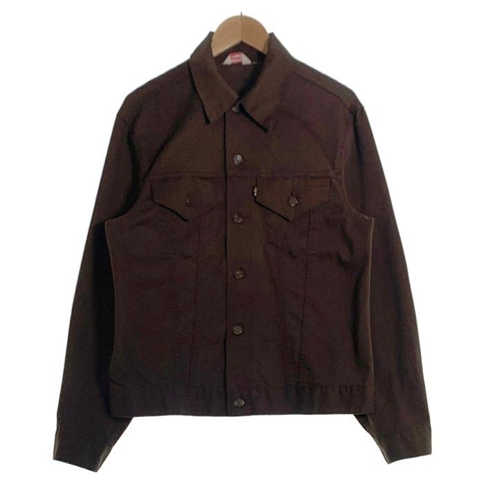 70's LEVI'S リーバイス Cotton Pique Trucker Jacet コットンピケ トラッカージャケット ボタン裏529 ビッグE 三角タグ ブラウン Size M相当