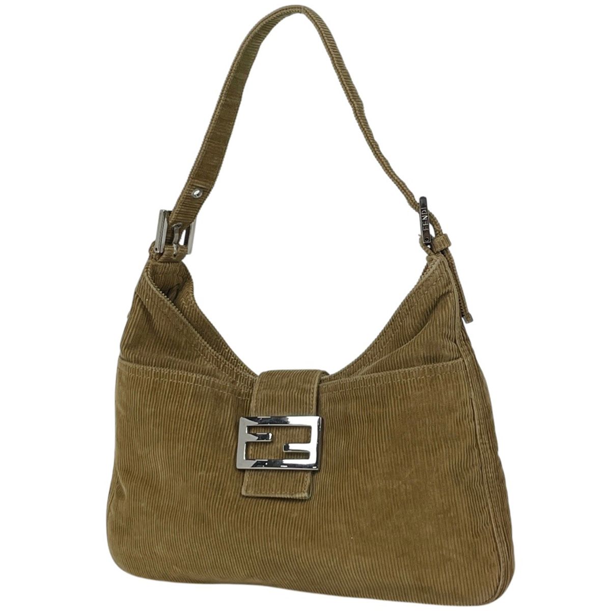 フェンディ FENDI ズッカロゴ ショルダーバッグ コーデュロイ ブラウン 26569 レディース 【中古】