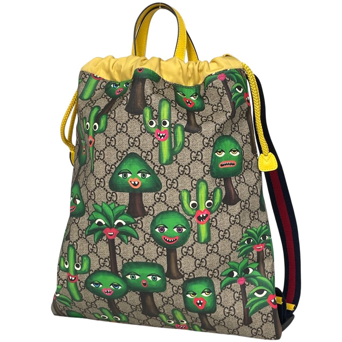 グッチ GUCCI チルドレンズ リュックサック GG柄 サボテン コーティングキャンバス ベージュ グリーン イエロー 550775 レディース 【中古】 59,400円