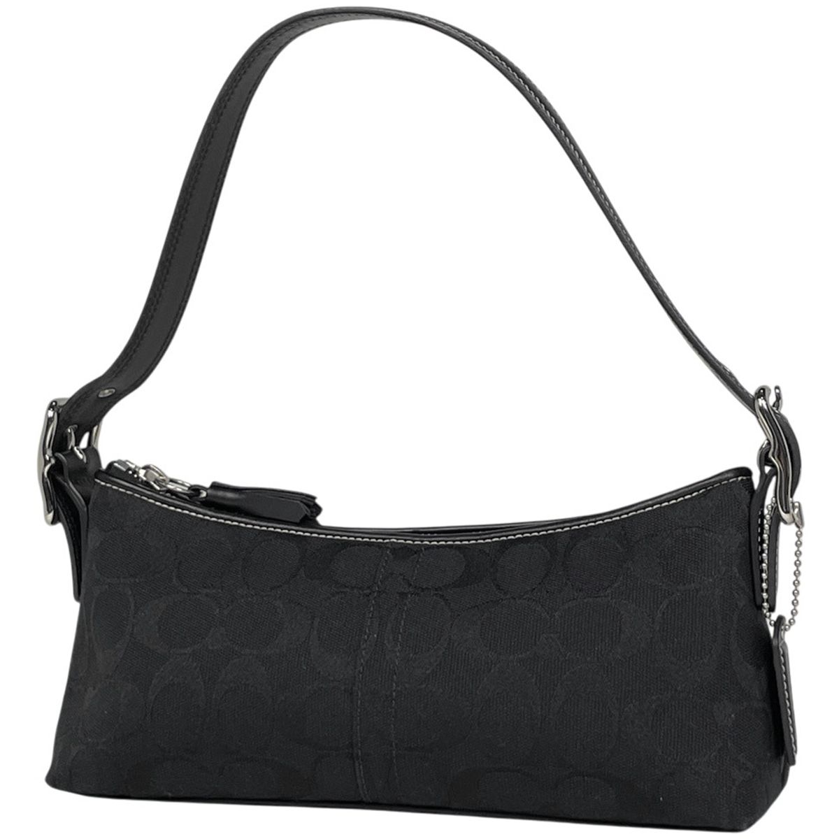 コーチ COACH シグネチャー ショルダーバッグ キャンバス ブラック 8K01 レディース 【中古】
