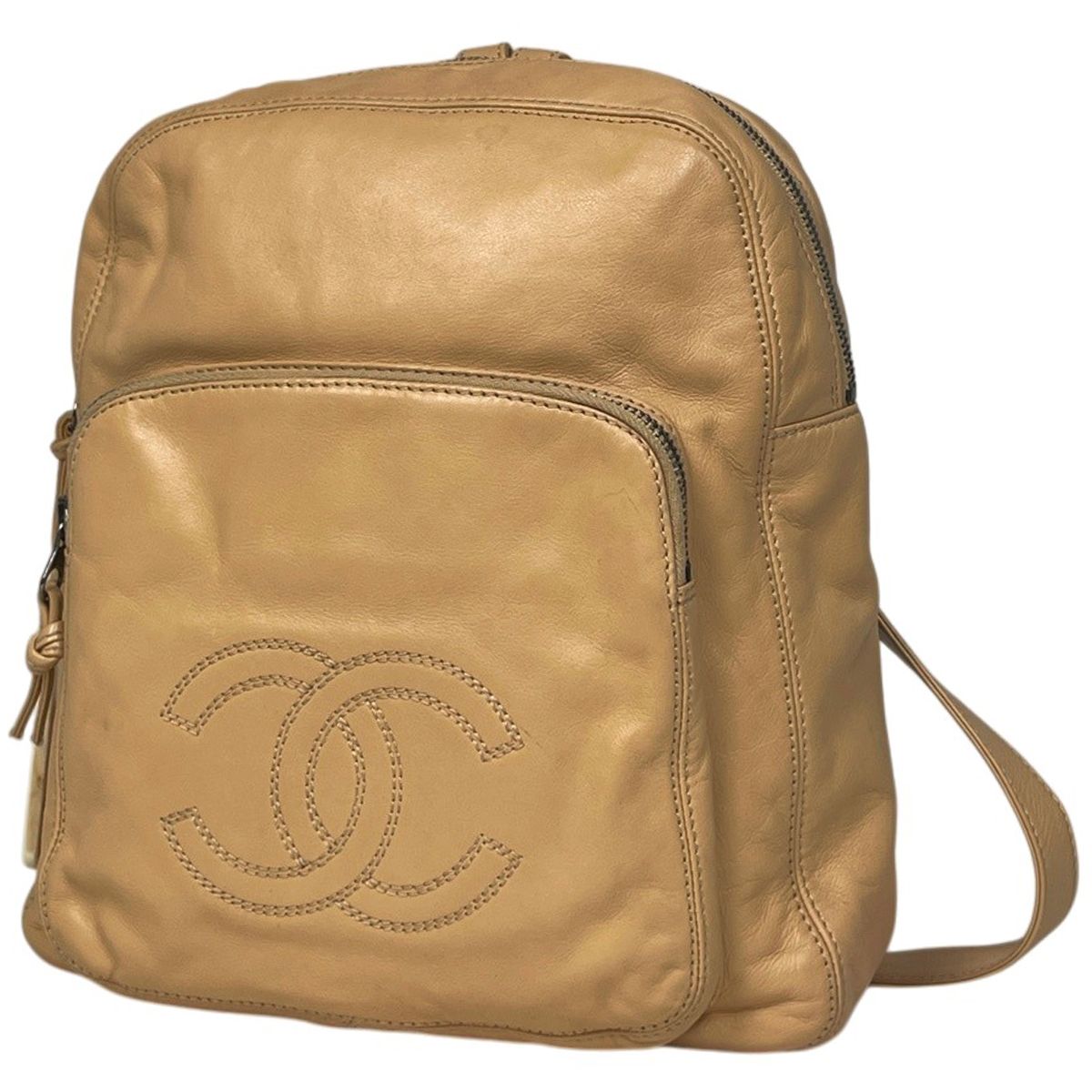 シャネル CHANEL ココマーク リュックサック レザー ベージュ レディース 【中古】