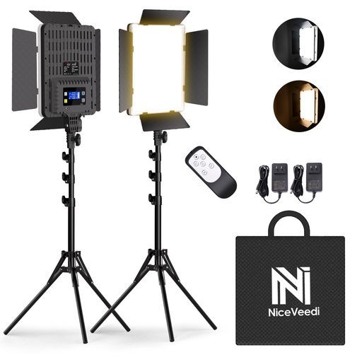 NiceVeedi撮影用ライト2パックLEDビデオライト36W二色調整可能2700-6500KCRI95+、スタジオプロ撮影ライトカメラライトリモコンと