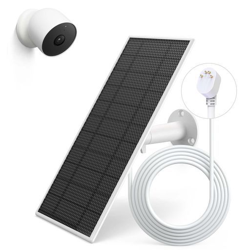 GoogleNestカメラ用ソーラーパネル、アップグレードされたGoogleNestCam屋内&屋外用ソーラー充電器(バッテリーバージョン)、IP65