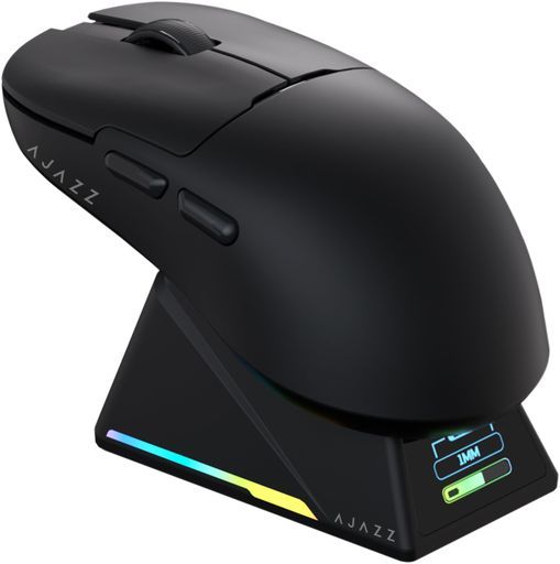 AJAZZAJ159APEXワイヤレスゲーミングマウス4K8KHz対応OLEDディスプレイ充電スタンド付きPAW395030000DPIRGB56g軽量化日本語2.4G