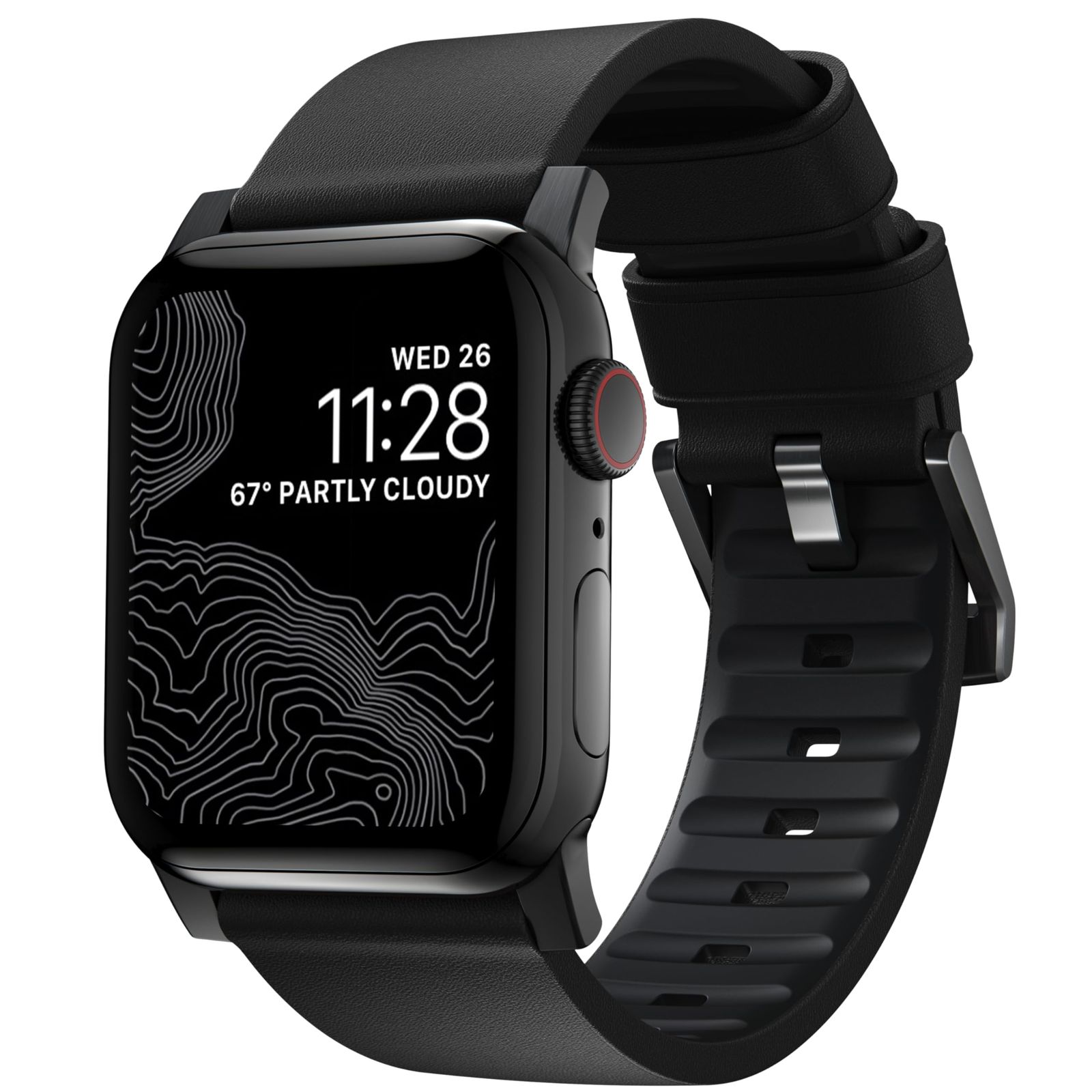 ハードレザープロアクティブバンド Apple Watch用 ブラック/ブラック 45mmkk 9dcdffff