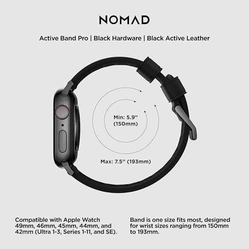 ハードレザープロアクティブバンド Apple Watch用 ブラック/ブラック 45mmkk 9dcdffff