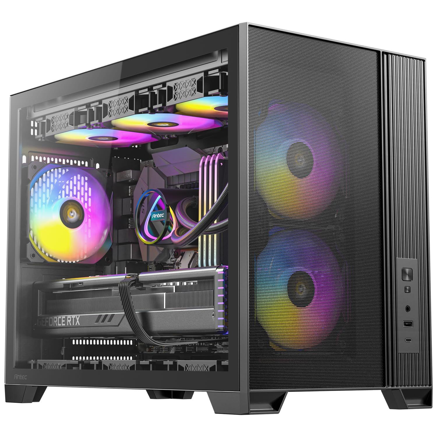 ANTEC PCケース FLUX M ブラック フロントにメッシュパネルを採用、左サイドに強化ガラスパネルを搭載したコンパクトな冷却型ミニタワーPCケース Antec FLUX M Compact Micro ATX Casekk b495ff37