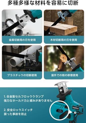 電動ノコギリ レシプロソー 2個バッテリ ノコギリ のこぎり 電動カッター 充電式レシプロソー ブルー WFJ-Akk 3707fe12