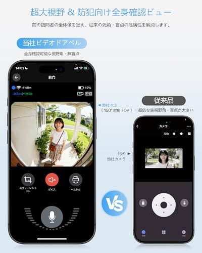 2K インターホン ドアホン ワイヤレス 工事不要 カメラ付き 無線接続 USB充電 スマホ連動 暗視 スマートドアホン ビデオドアベル テレビドアホン 双方向音声会話 人物検知 遠隔確認 録画機能 広角レンズ 盗難防止 IP65耐候性 長時 6073f617 2K インターホン ドアホン ワイヤレス 工事不要 カメラ付き 無線接続 USB充電 スマホ連動 暗視 スマートドアホン ビデオドアベル テレビドアホン 双方向音声会話 人物検知 遠隔確認 録画機能 広角レンズ 盗難防止 IP65耐候性 長時 6073f617