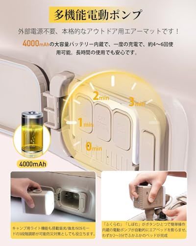 【2026春夏限定・お花見に最適】BOOMAX エアーベッド 電動エアーマット 自動膨張/収縮 大容量バッテリー内蔵 電動エアーポンプ 耐荷重300kg 枕付き エアーマットレス 空気ベッド キャンプマット 家庭用 来客用 寝袋 アウトドア 04d19f76 【2026春夏限定・お花見に最適】BOOMAX エアーベッド 電動エアーマット 自動膨張/収縮 大容量バッテリー内蔵 電動エアーポンプ 耐荷重300kg 枕付き エアーマットレス 空気ベッド キャンプマット 家庭用 来客用 寝袋 アウトドア 04d19f76