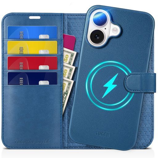 TUCCHiPhone16対応ケース手帳型2in1分離式アイフォーン16手帳型ケース取り外し可能[RFIDブロッキング]4つカードポケット付き横置