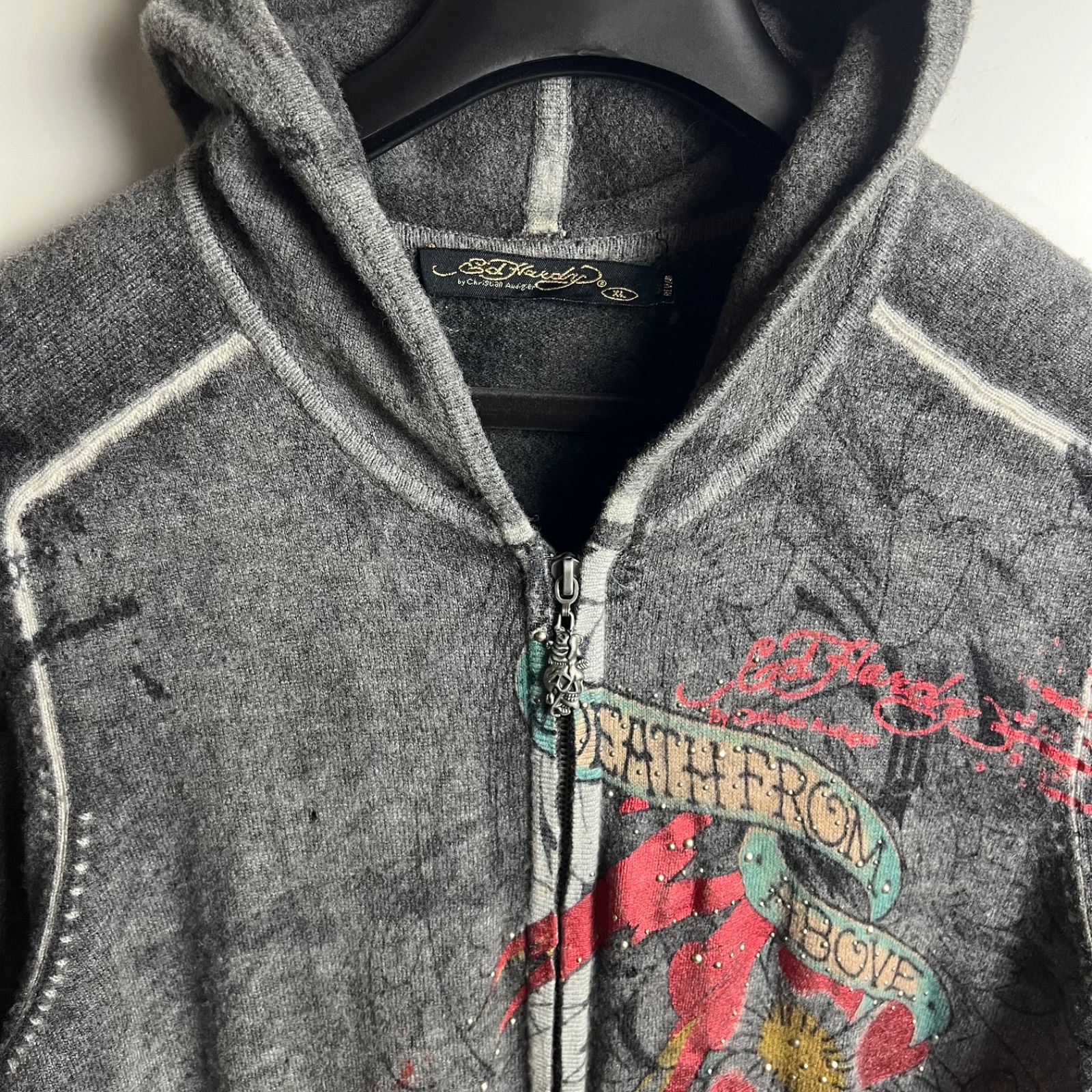 Ed Hardy by Christian Audigier 00s y2k archive studs skull wool