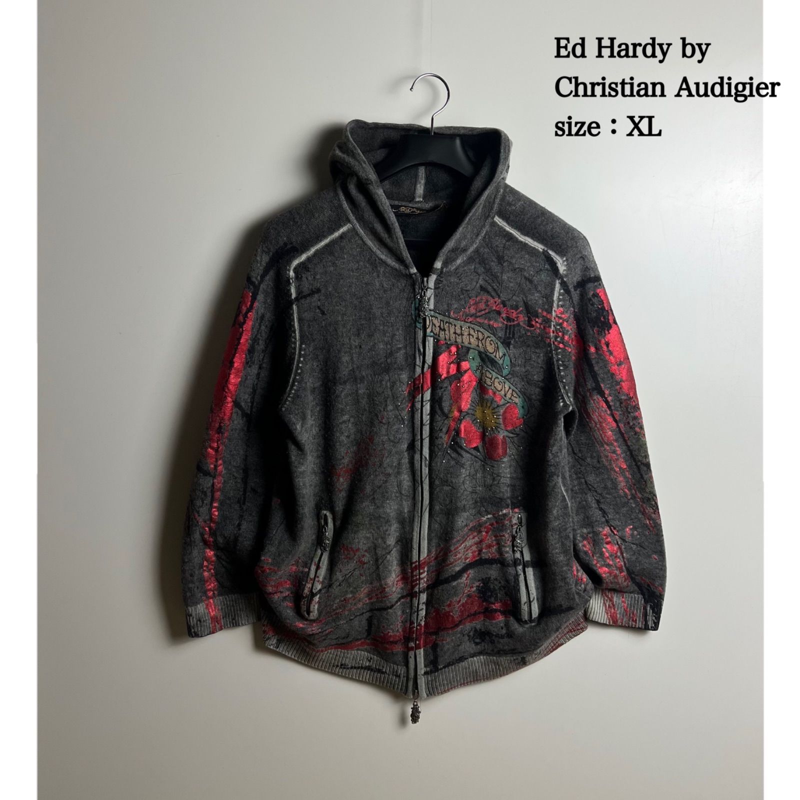Ed Hardy by Christian Audigier 00s y2k archive studs skull wool