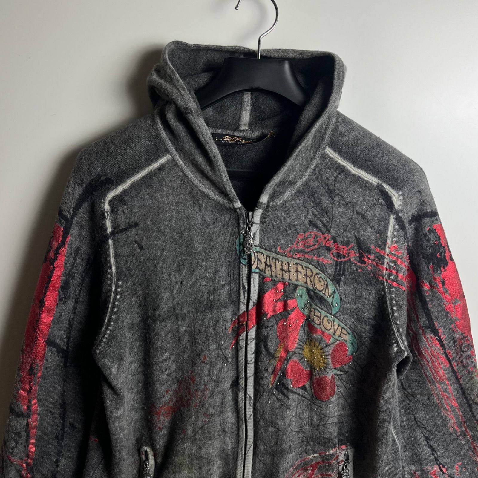 Ed Hardy by Christian Audigier 00s y2k archive studs skull wool