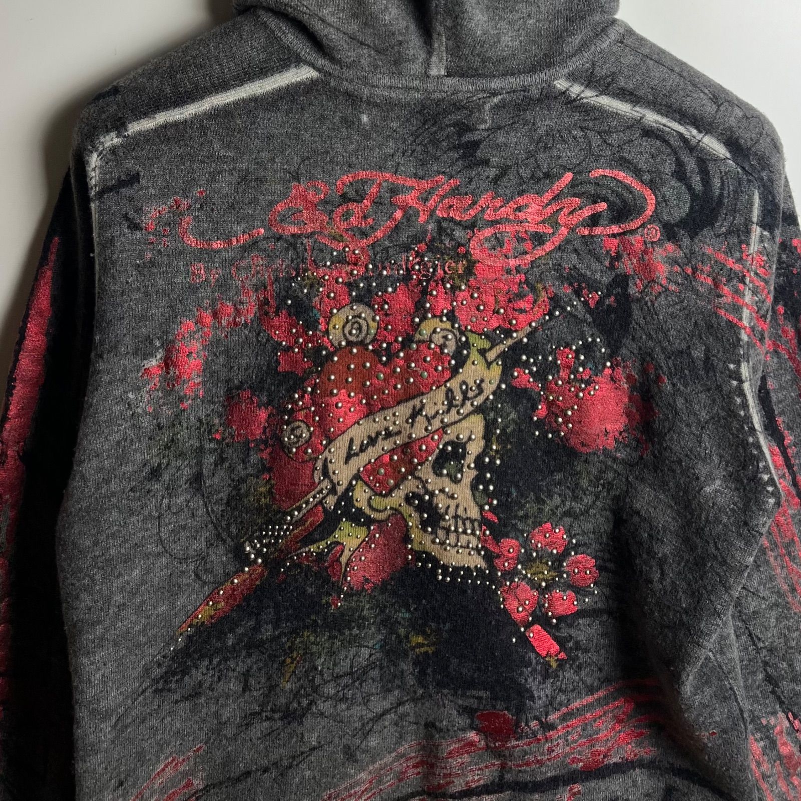 Ed Hardy by Christian Audigier 00s y2k archive studs skull wool 