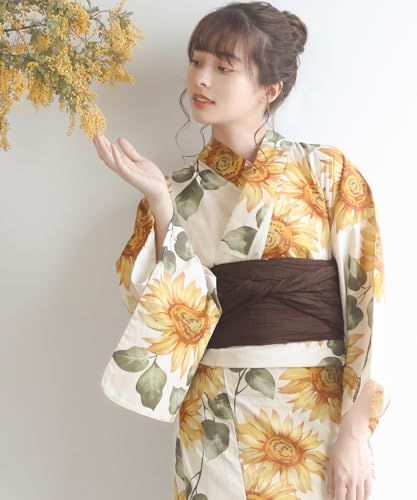 [KYOETSU] [キョウエツ] 浴衣セット 変わり織 生成り 2点セット(浴衣、兵児帯) レディース Ae 119f50c5