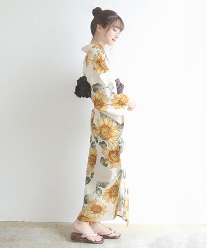 [KYOETSU] [キョウエツ] 浴衣セット 変わり織 生成り 2点セット(浴衣、兵児帯) レディース Ae 119f50c5