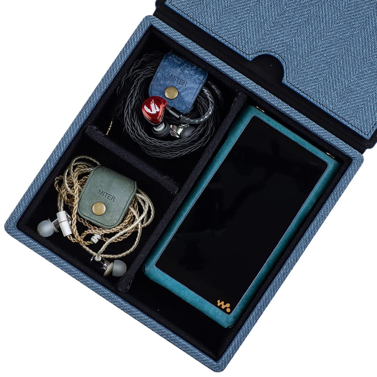 キャリングケース イヤホン 収納 FiiO iBasso Sony Shanling HiBy Cayin Astell&Kern Questyle Earphone 用、IEM イヤホン + デジタルオーディオプレーヤー用ハンドメイドアクリ bbc46692