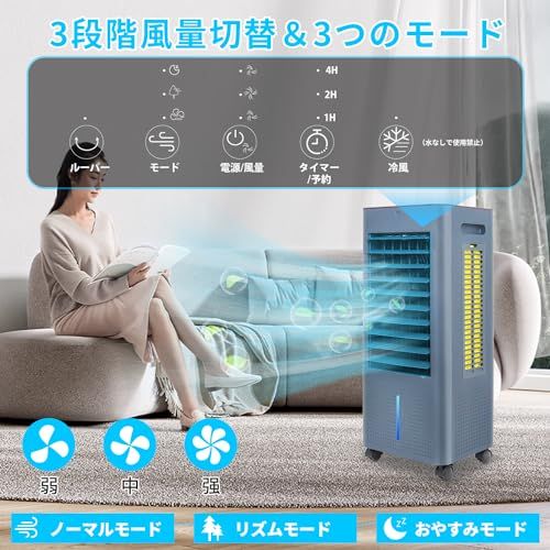【2025最新進化】冷風機 冷風扇 冷風扇風機【3方向で吸水し冷感アップ】スポットクーラー 冷房 LED液晶画面 イオン発生 8L大容量タンク 3つモード 3段階風量切替 ルーバー機能 24H切/入タイマー 水不足提示 氷入れ リモコン遠隔操 aed02901