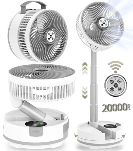 【自動首振り&20000mAh】扇風機 折りたたみ サーキュレーター コードレス 充電式 卓上扇風機 伸縮式 リモコン付き タイマー 液晶タッチパネル 風力8段階 小型 強力送風 ポータブル リビング 寝室 車中泊 キャンプ ホワイトe 2207d6e4
