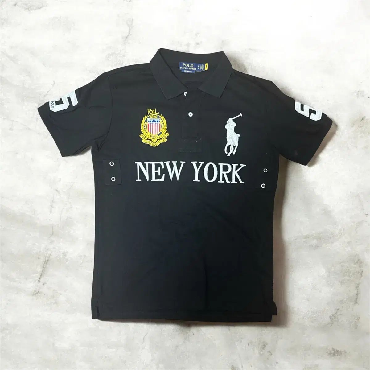 POLO RALPH LAUREN ポロラルフローレン NEW YORK ニューヨーク 半袖 カラーTシャツ ブラック m