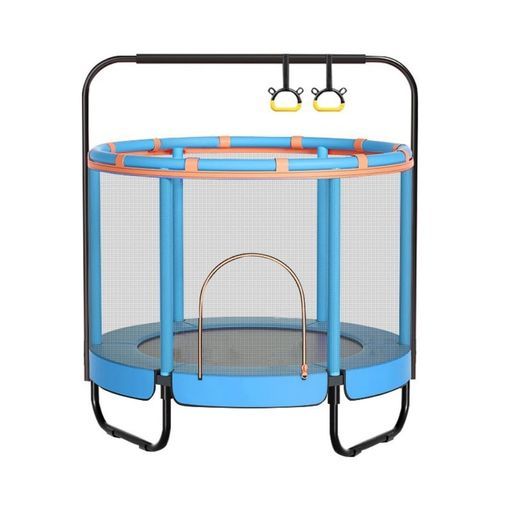 室内用トランポリン二層フレーム構造安全静音設計耐荷重150kg直径140cm補助手すり付き家庭用大人子供用トランポリン室内クササイ