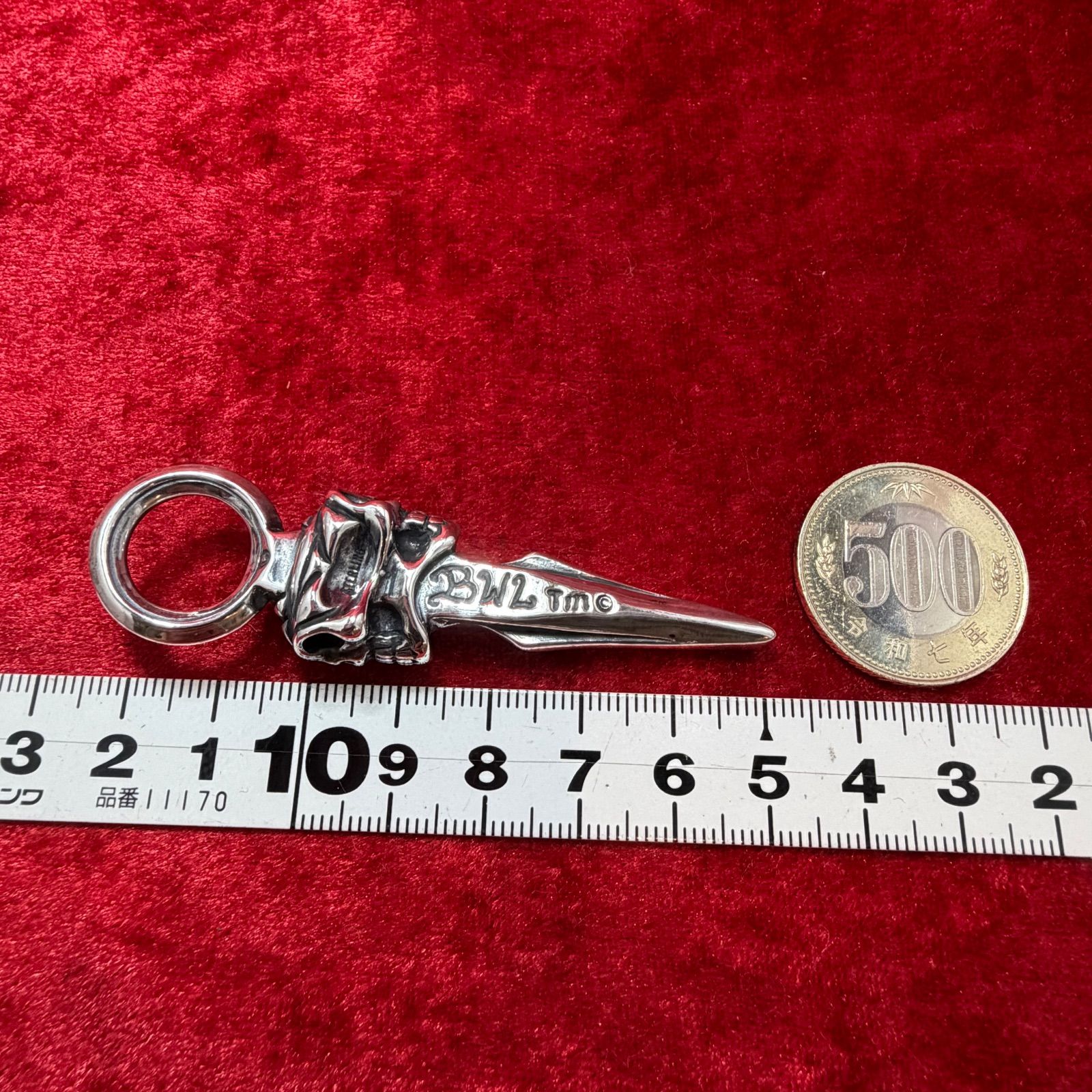 美品ダブル スカル ダガーペンダントトップ ビルウォールレザー/Bill