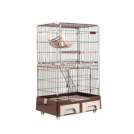 BTM猫ケージキャットケージ2段猫トイレ付キャスター付ハンモック付猫ゲージおしゃれキャットハウスネコハウス多段留守番保護脱走