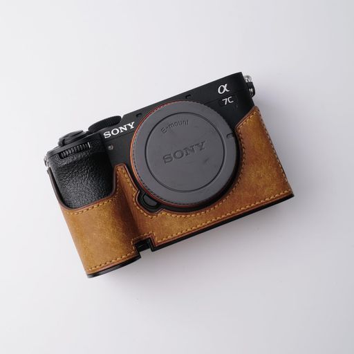 対応SonyソニーA7CMarkIIα7C2α7CRA7CR専用カメラケースカメラカバーカメラバッグ本革【Iborrys純手作】銀付牛革本体+メタルベ