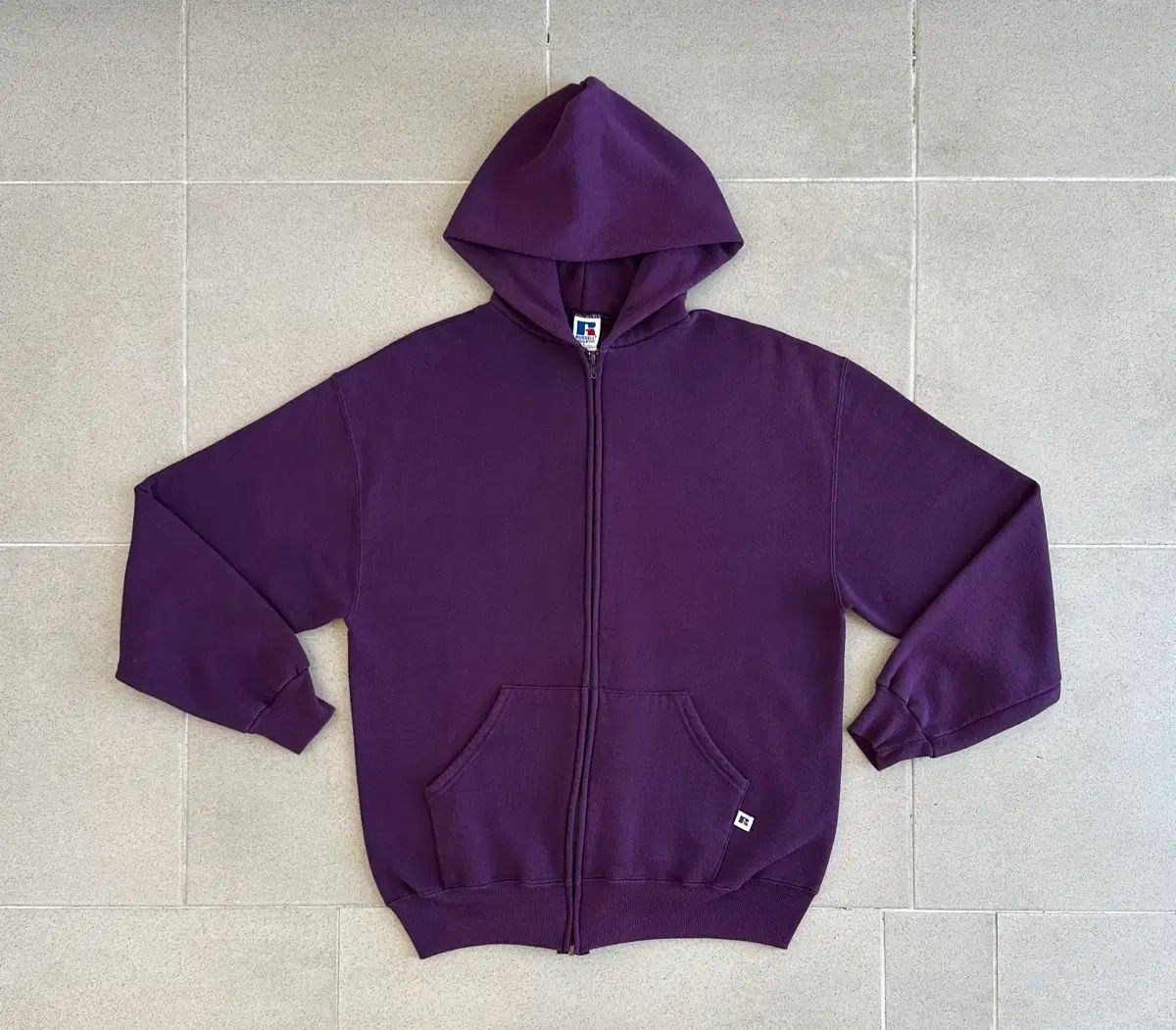 90s ヴィンテージ ラッセル フードジップアップ PURPLE パープル L USA