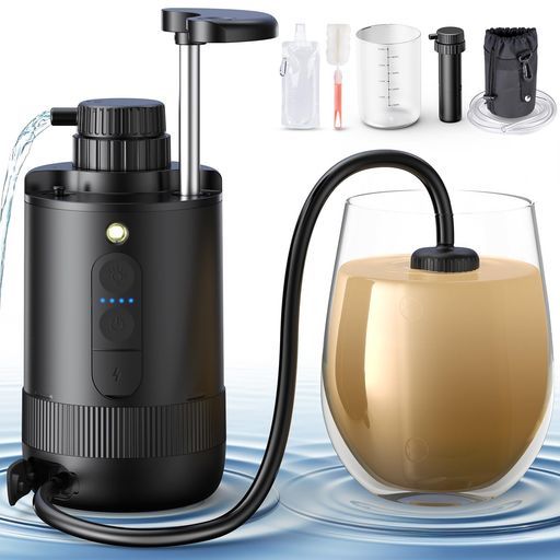 【防災士監修】YZO携帯浄水器災害浄水器アウトドア電動式&手動2WAY対応6層ろ過99.99999%高精度浄水750ml/分【厚生労働省水質認証