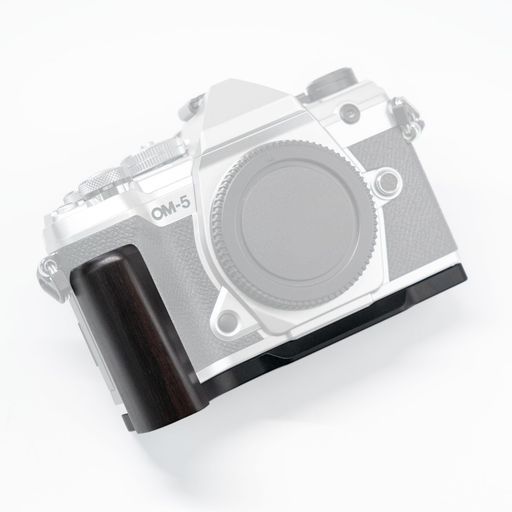 Iborrys高級レトロ実木カメラグリップ、対応OMSYSTEM/オリンパスOM-5カメラ、専用L型クイックリリースプレート職人手作りプレミ