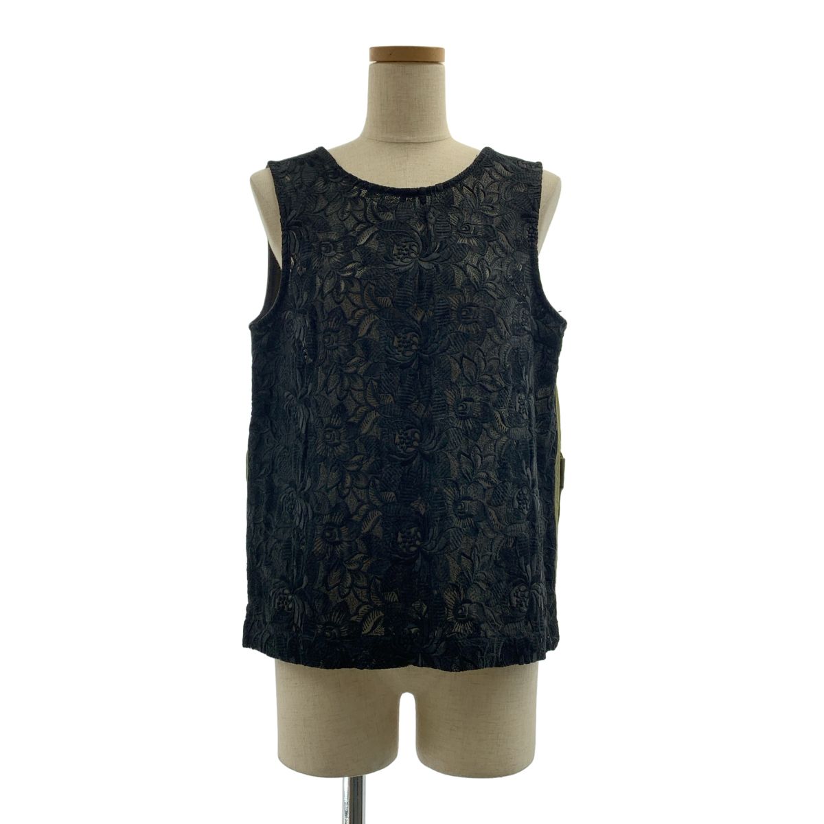 tricot COMME des GARCONS / トリココムデギャルソン | 2003SS | フラワー レース エンブロイダリー ミリタリー ブラウス | S | ブラック/カーキ | レディース