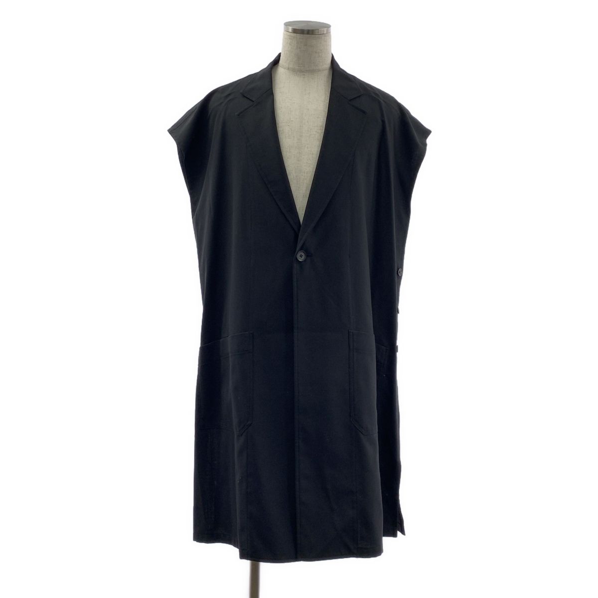 【美品】  Ground Y / グラウンドワイ | 2022SS | T/W Gabardine Tailored Poncho / ウール混 ギャバ テーラードポンチョ | 3 | ブラック | メンズ 美品】 Ground Y / グラウンドワイ | 2022SS | T/W Gabardine Tailored