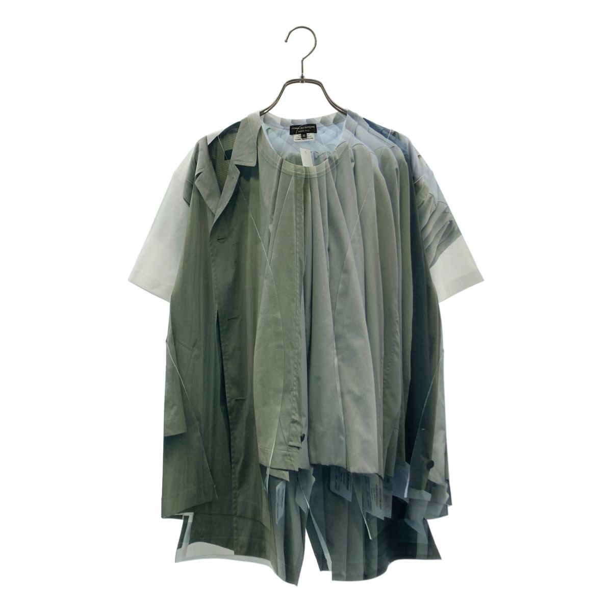 【美品】 COMME des GARCONS HOMME PLUS / コムデギャルソンオムプリュス | 2024SS | ポリエステル 転写 総柄 パッチ Tシャツ カットソー | M | グレー系 | メンズ 23,063円