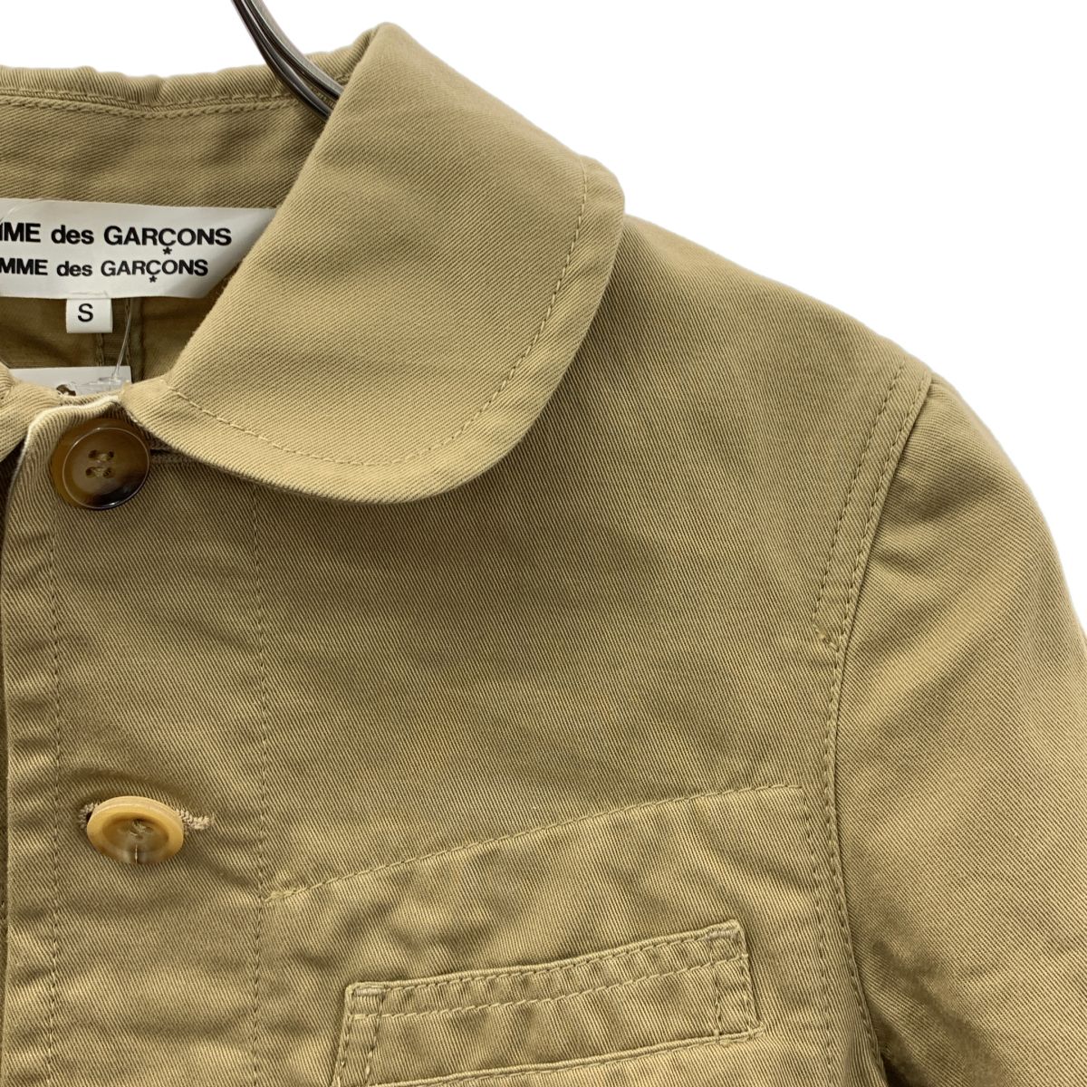 COMME des GARCONS COMME des GARCONS / コムコム | 2010SS | 丸襟 ステッチワーク シングルブレスト チノ ジャケット | S | ベージュ | レディース
